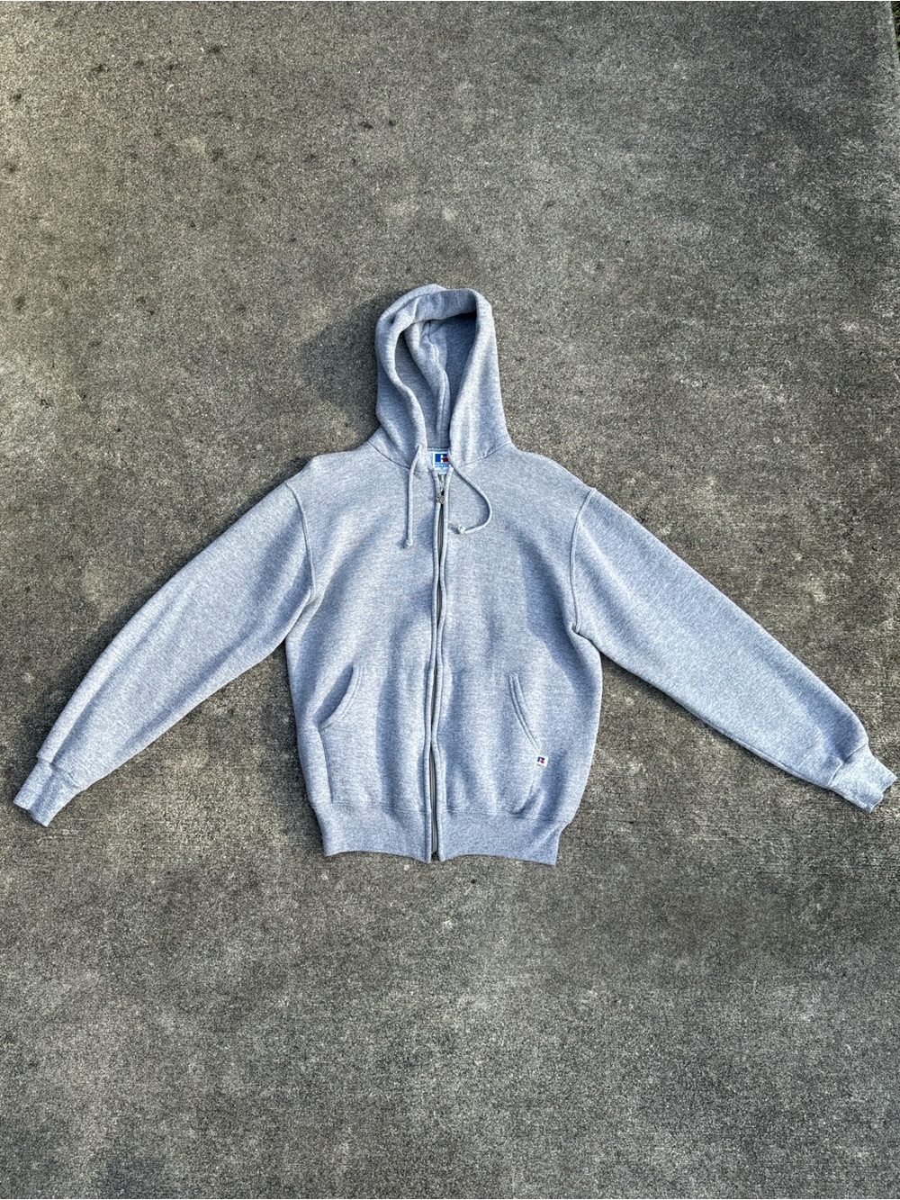 Vintage Russell Athletic Heather Gray Full-Zip Hooded Sweatshirt